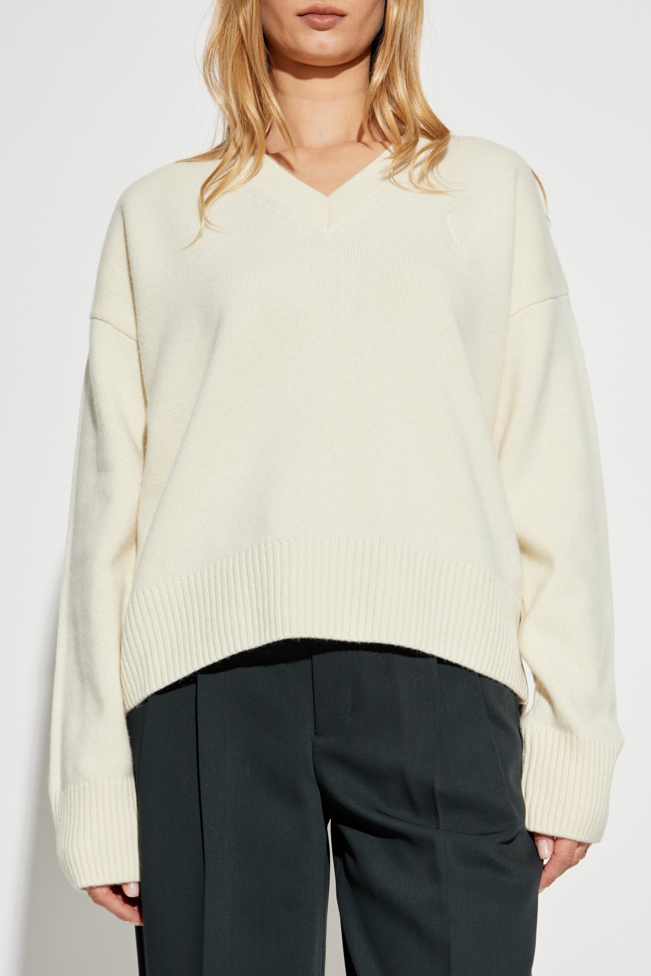 Ami Alexandre Mattiussi Cream Sweater With Logo