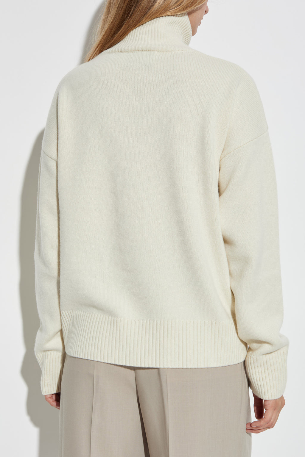 Ami Alexandre Mattiussi Cream Wool Turtleneck With Logo