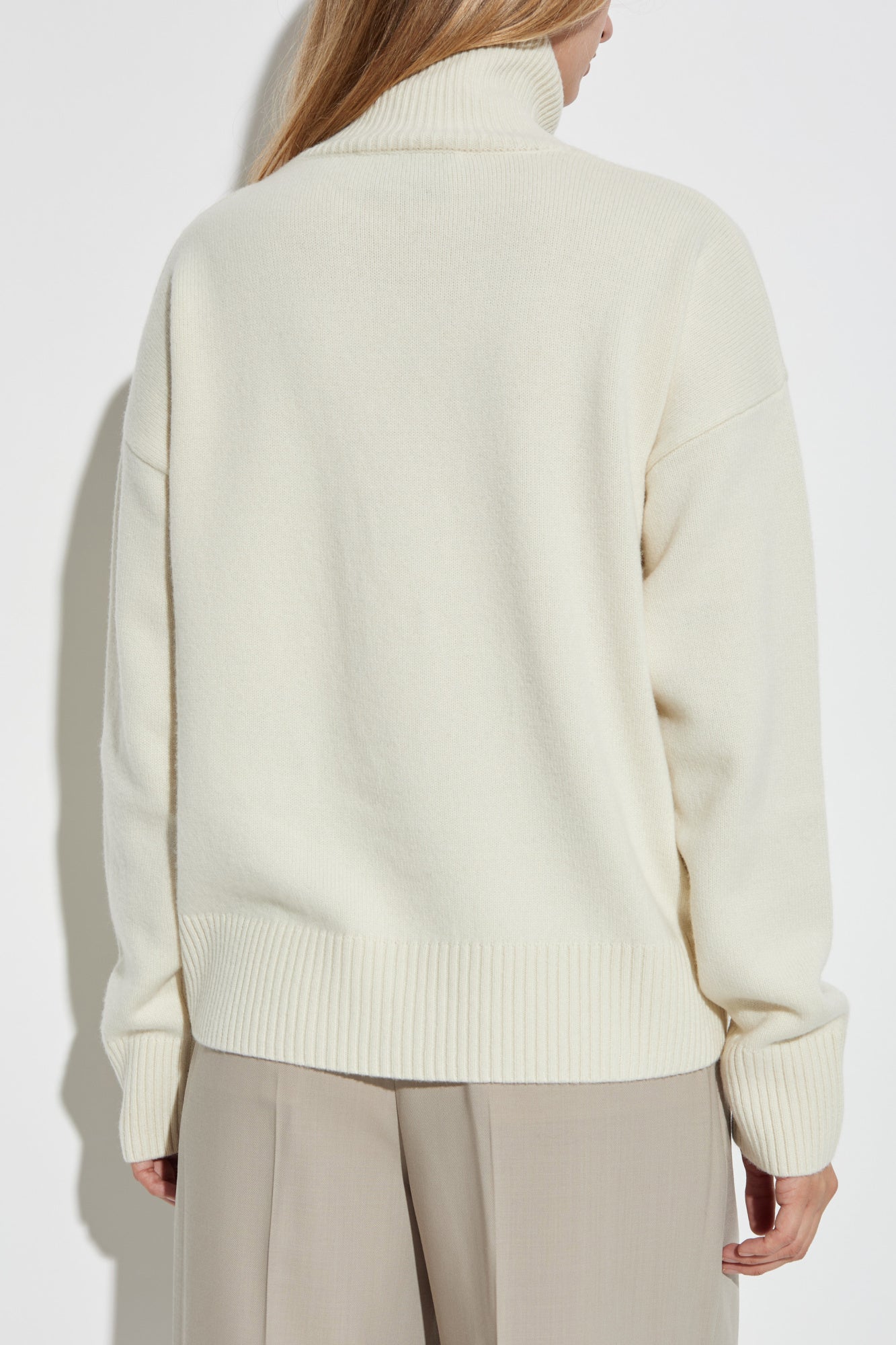 Ami Alexandre Mattiussi Cream Wool Turtleneck With Logo