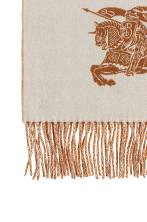 Burberry Cream Cashmere Scarf With Logo