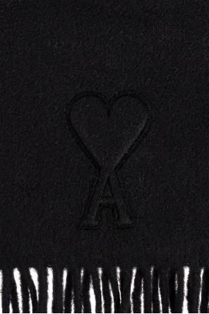 Ami Alexandre Mattiussi Black Wool Scarf With Fringes