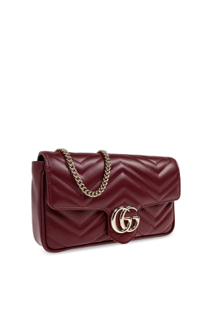 Gucci Burgundy Shoulder Bag GG Marmont Super Mini