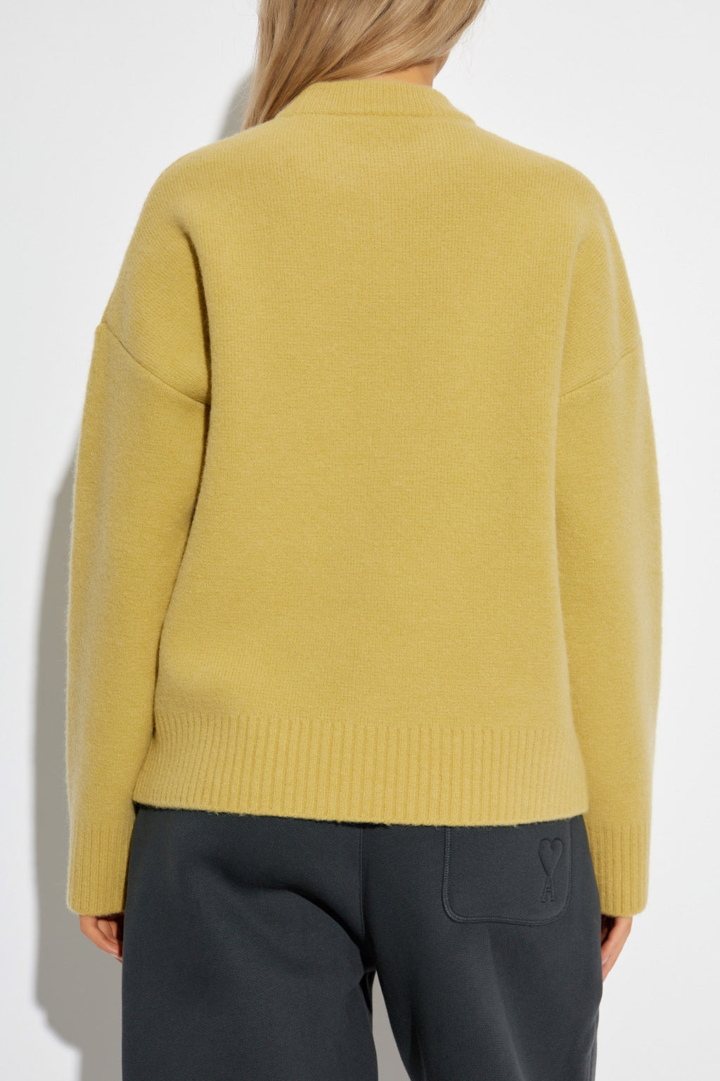 Ami Alexandre Mattiussi Yellow Wool Sweater With Logo
