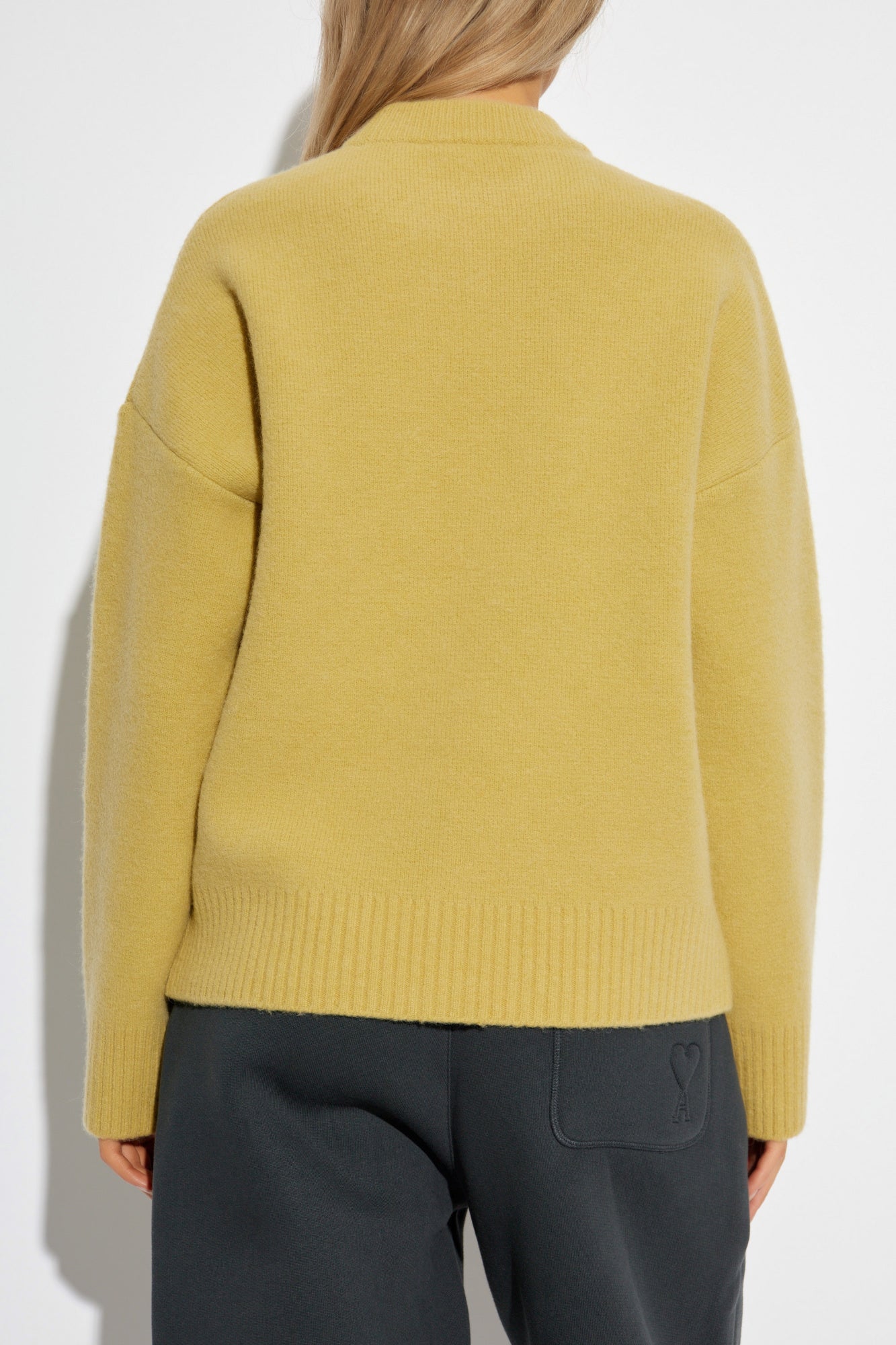 Ami Alexandre Mattiussi Yellow Wool Sweater With Logo