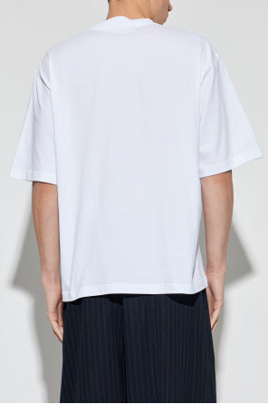 Marni White T-Shirt With A Logo And Velvet Finish