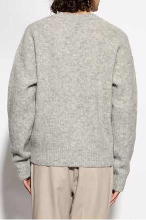 Ami Alexandre Mattiussi Grey Wool Sweater With Logo