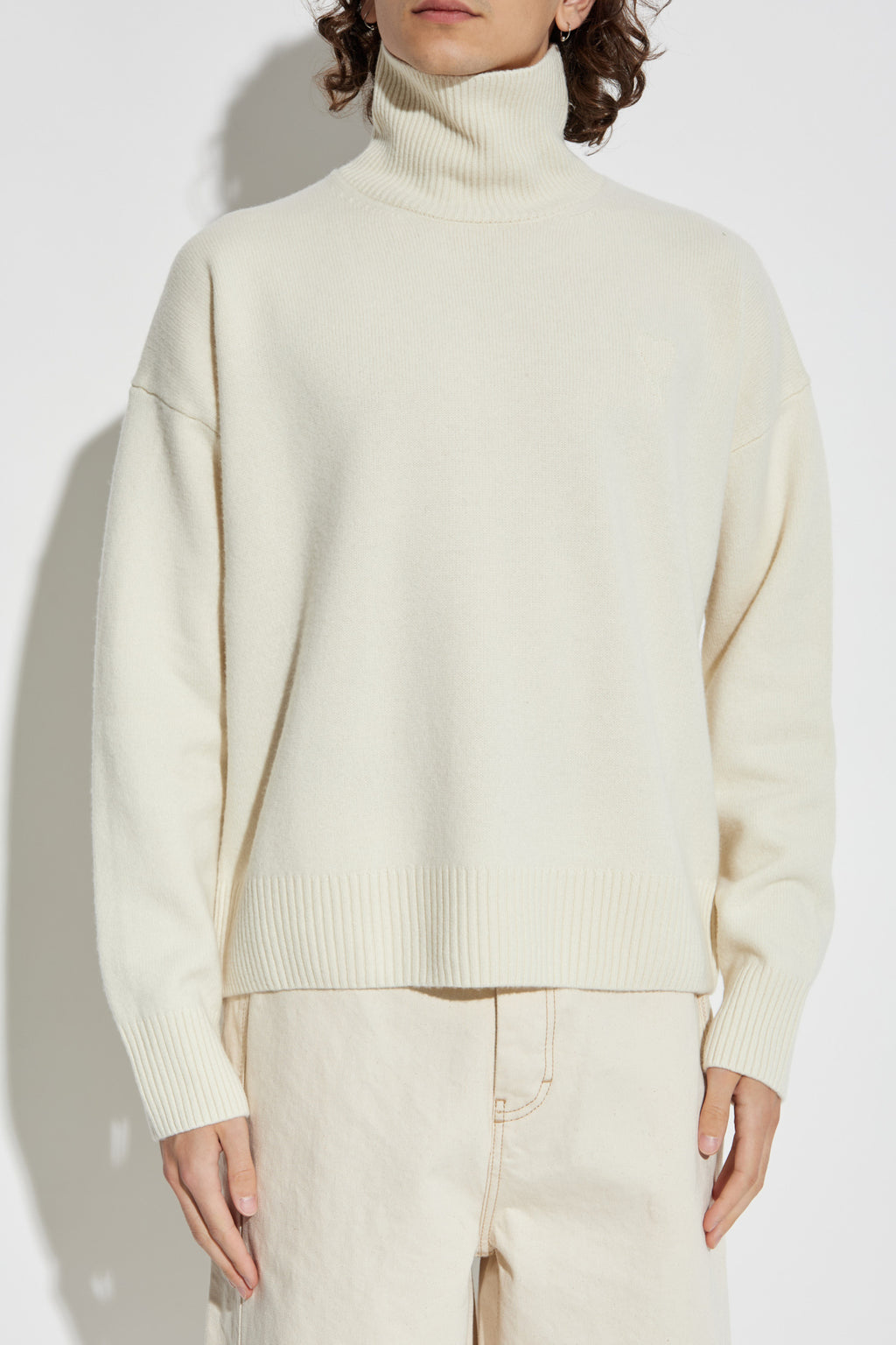 Ami Alexandre Mattiussi Cream Wool Turtleneck With Logo