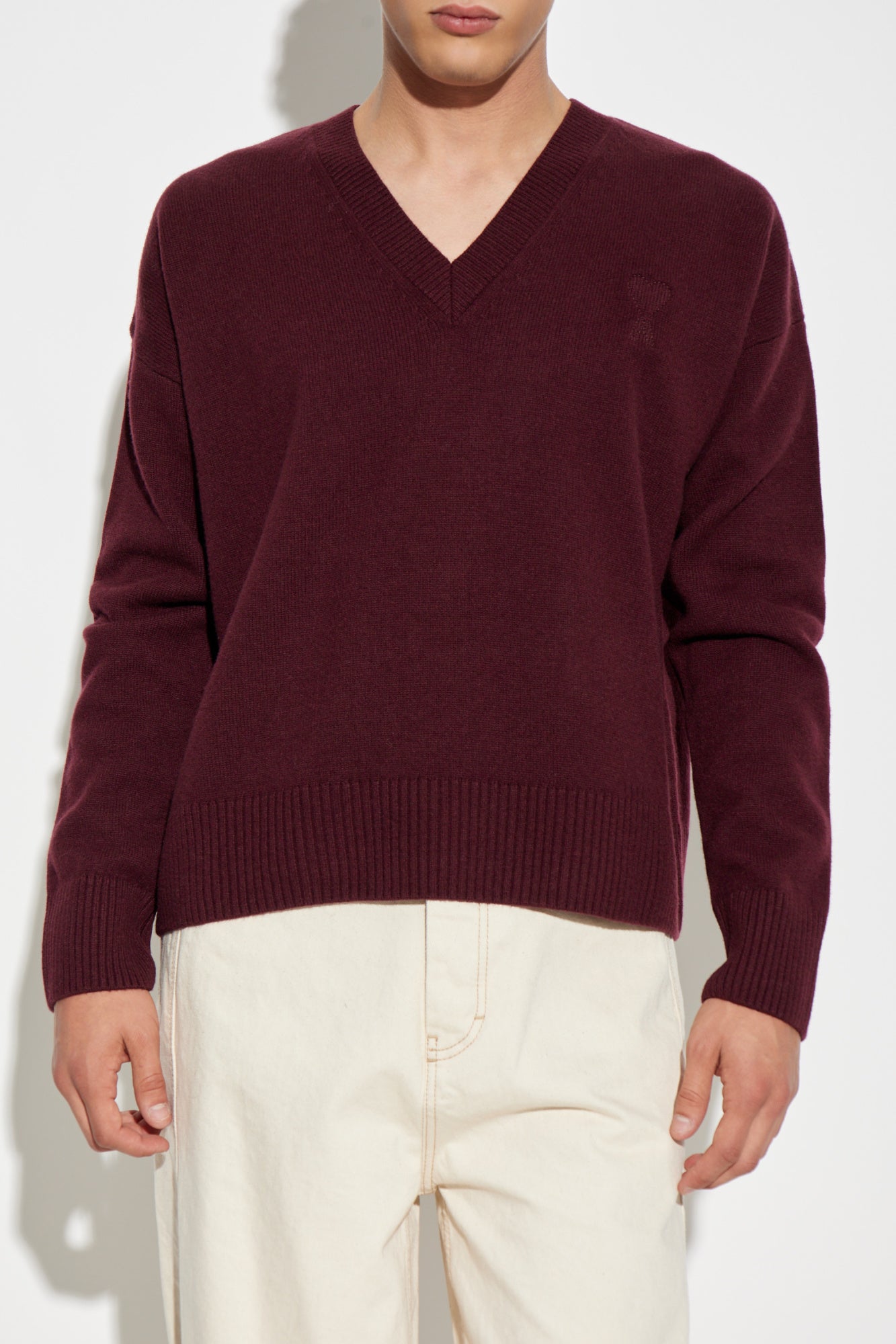 Ami Alexandre Mattiussi Burgundy Wool Sweater