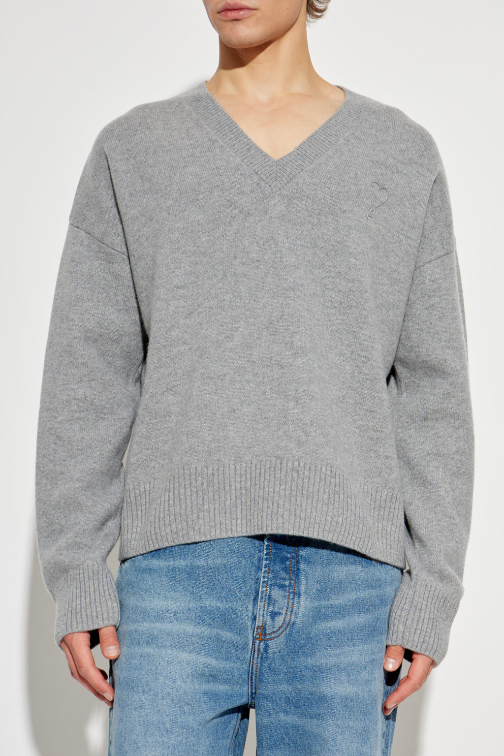 Ami Alexandre Mattiussi Grey Sweater With Logo