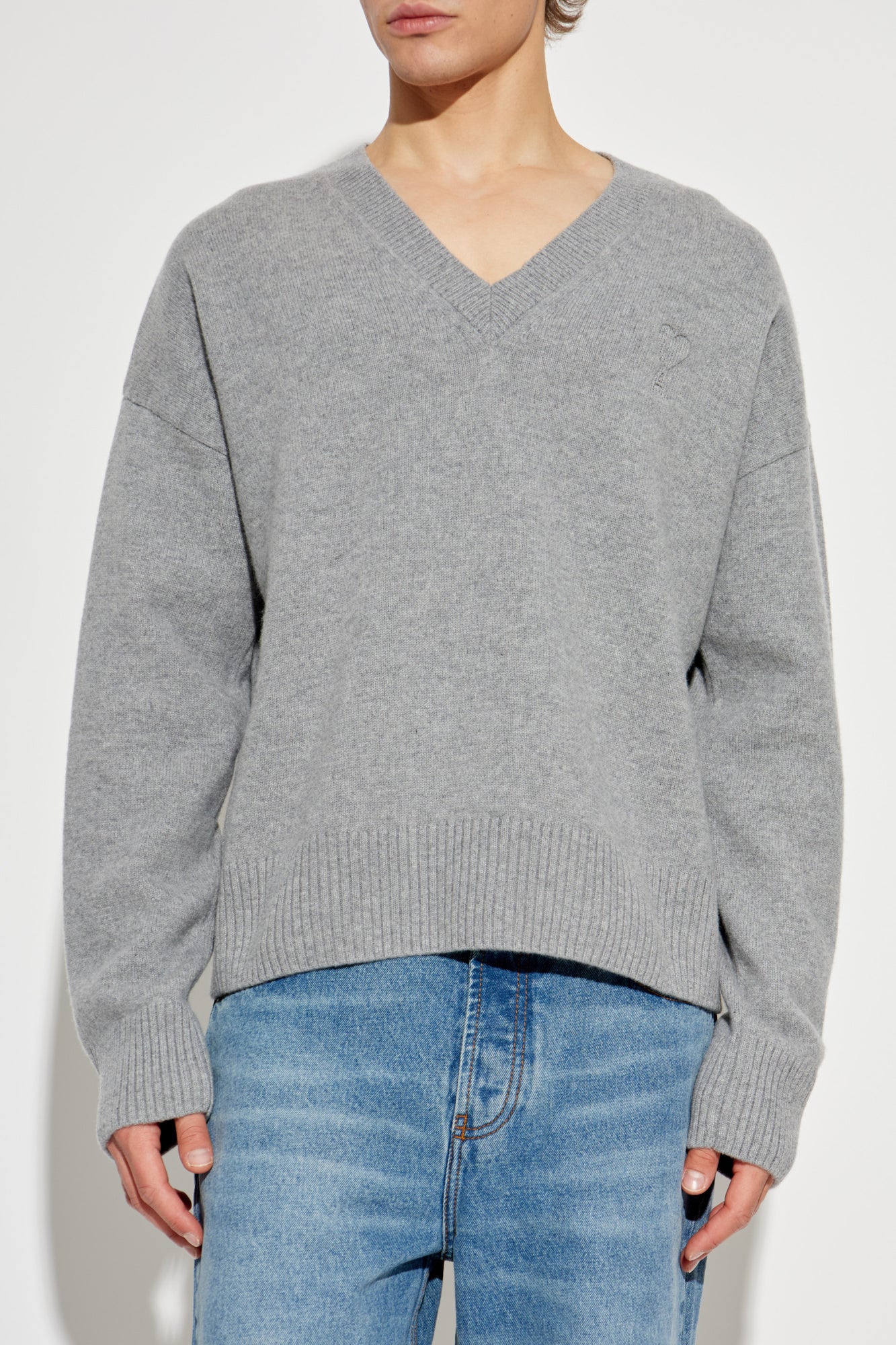 Ami Alexandre Mattiussi Grey Sweater With Logo