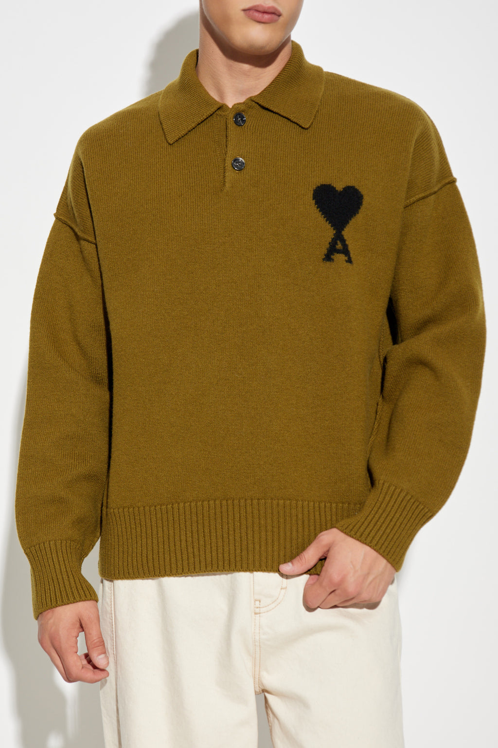 Ami Alexandre Mattiussi Green Wool Polo
