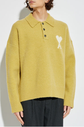 Ami Alexandre Mattiussi Green Polo Sweater With Logo