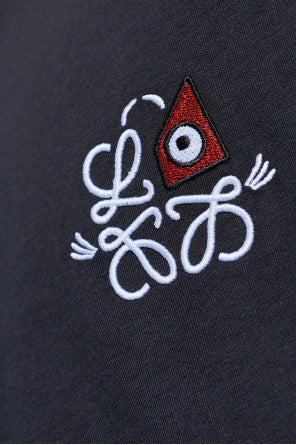 Loewe Navy Blue T-Shirt With Embroidered Logo
