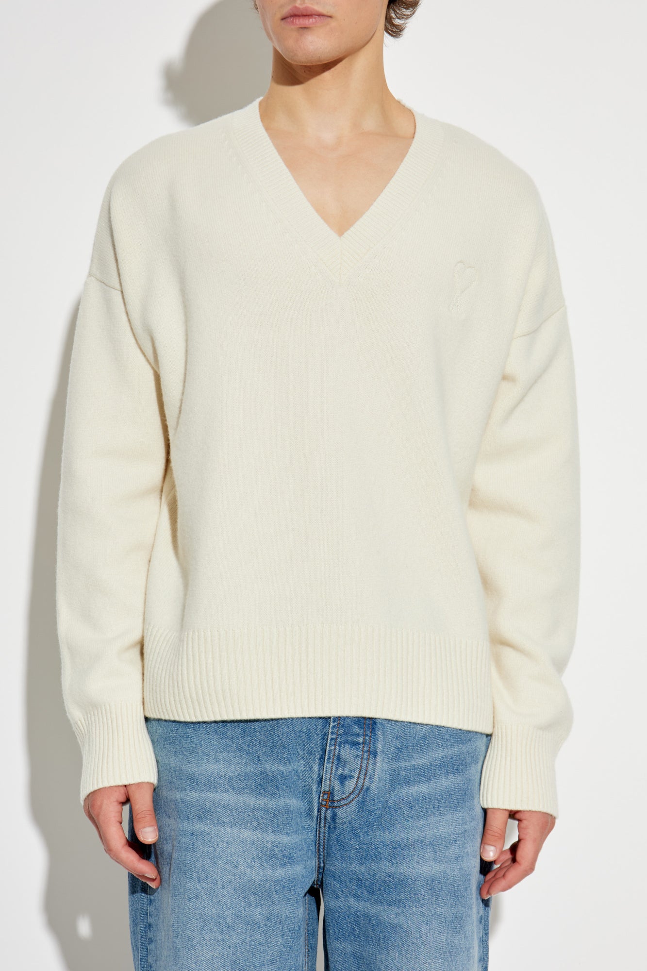 Ami Alexandre Mattiussi Cream Sweater With Logo