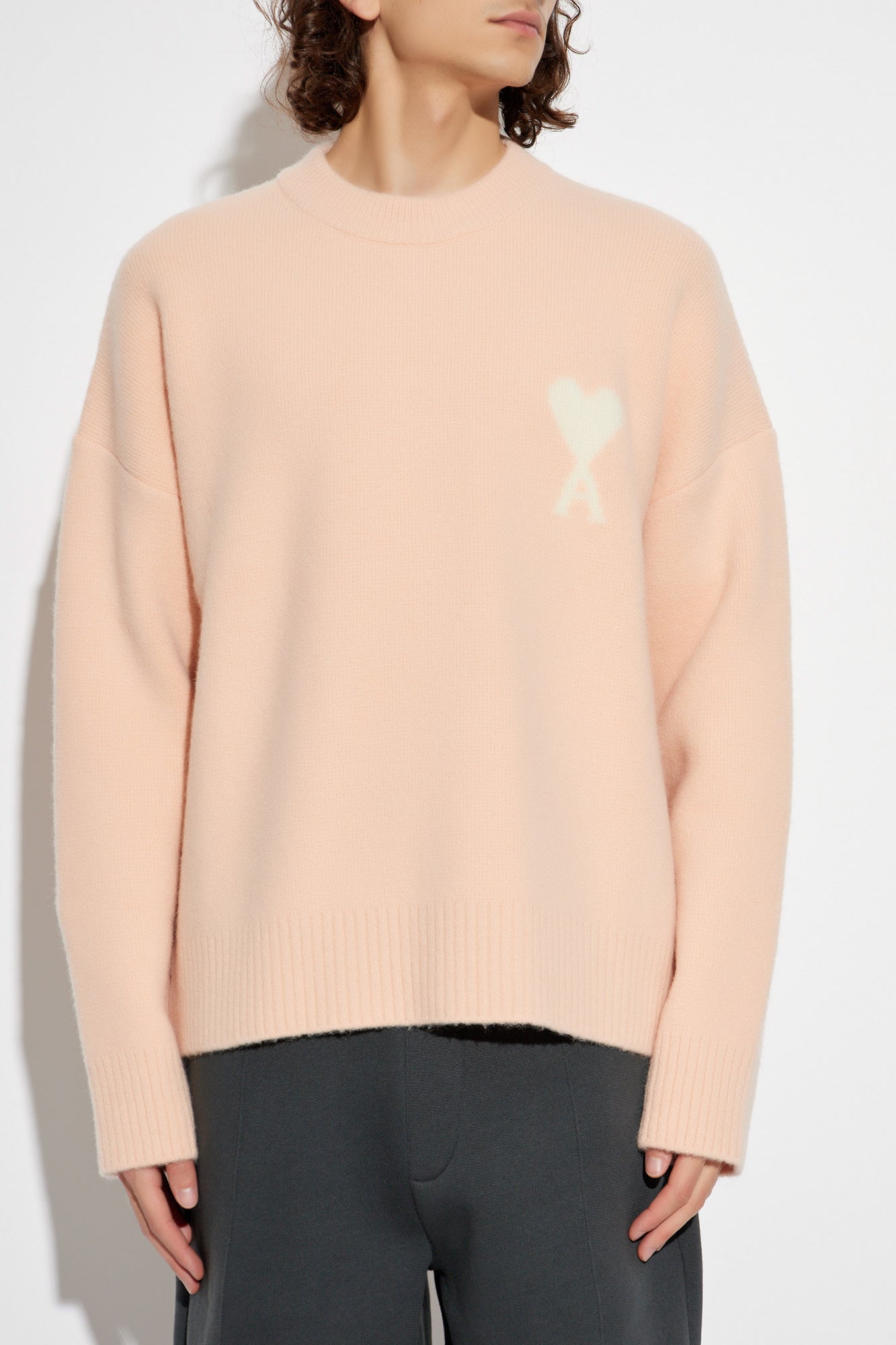Ami Alexandre Mattiussi Pink Wool Sweater With Logo