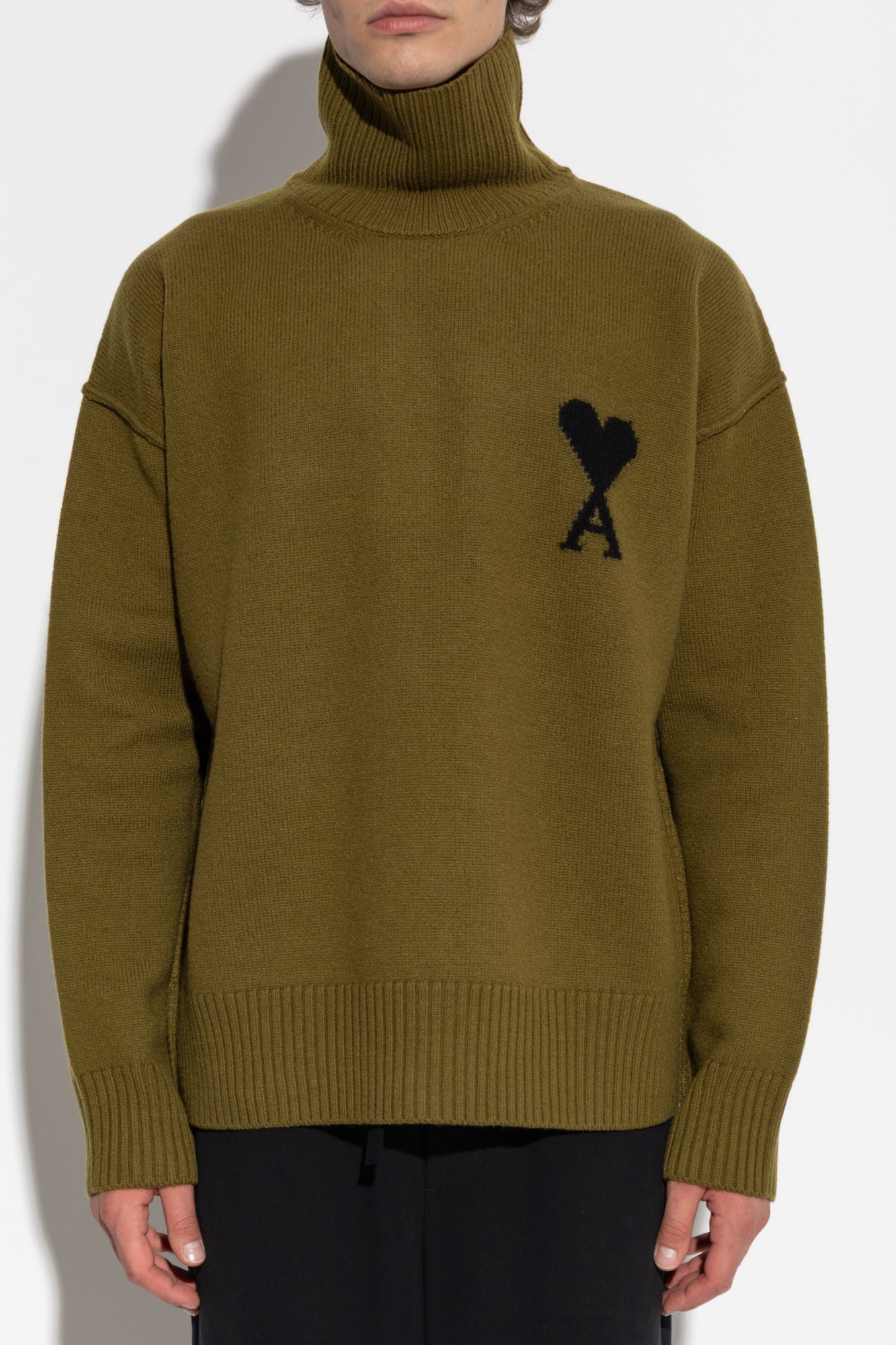 Ami Alexandre Mattiussi Green Turtleneck With Logo