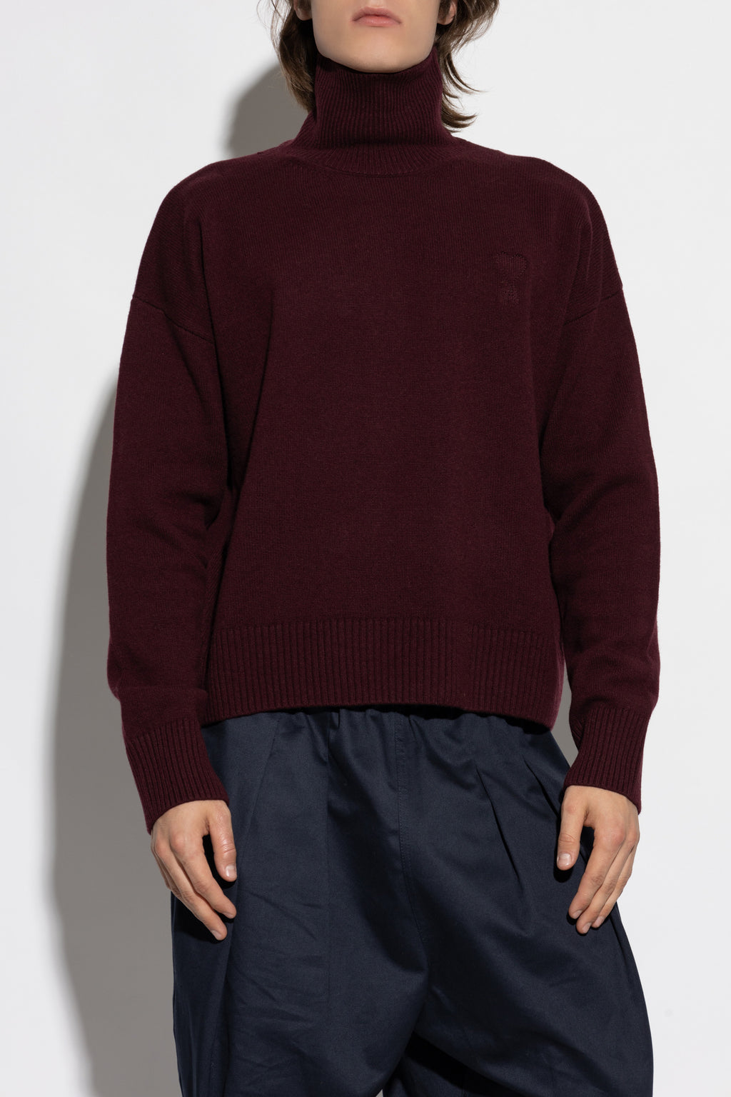 Ami Alexandre Mattiussi Burgundy Wool Turtleneck