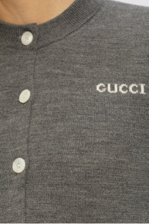 Gucci Grey Cardigan With Logo