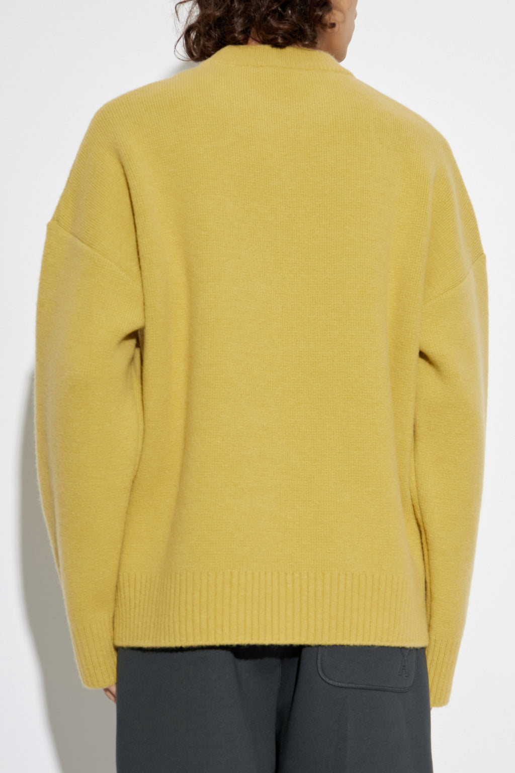 Ami Alexandre Mattiussi Yellow Wool Sweater With Logo