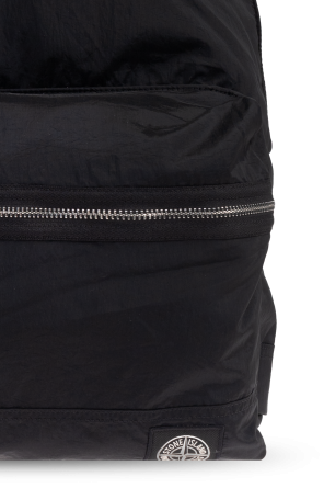 Stone Island Black Backpack With Logo