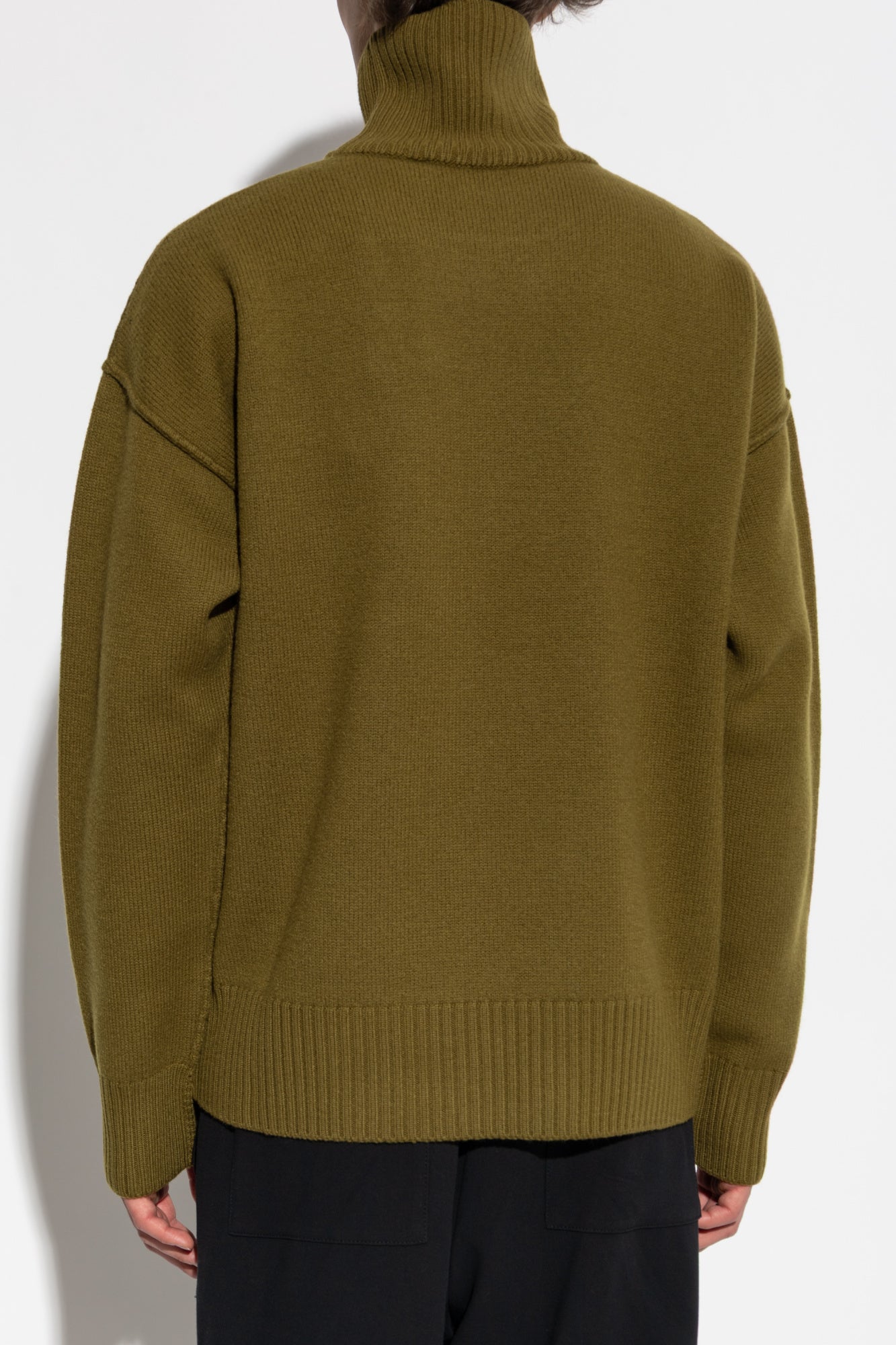 Ami Alexandre Mattiussi Green Turtleneck With Logo