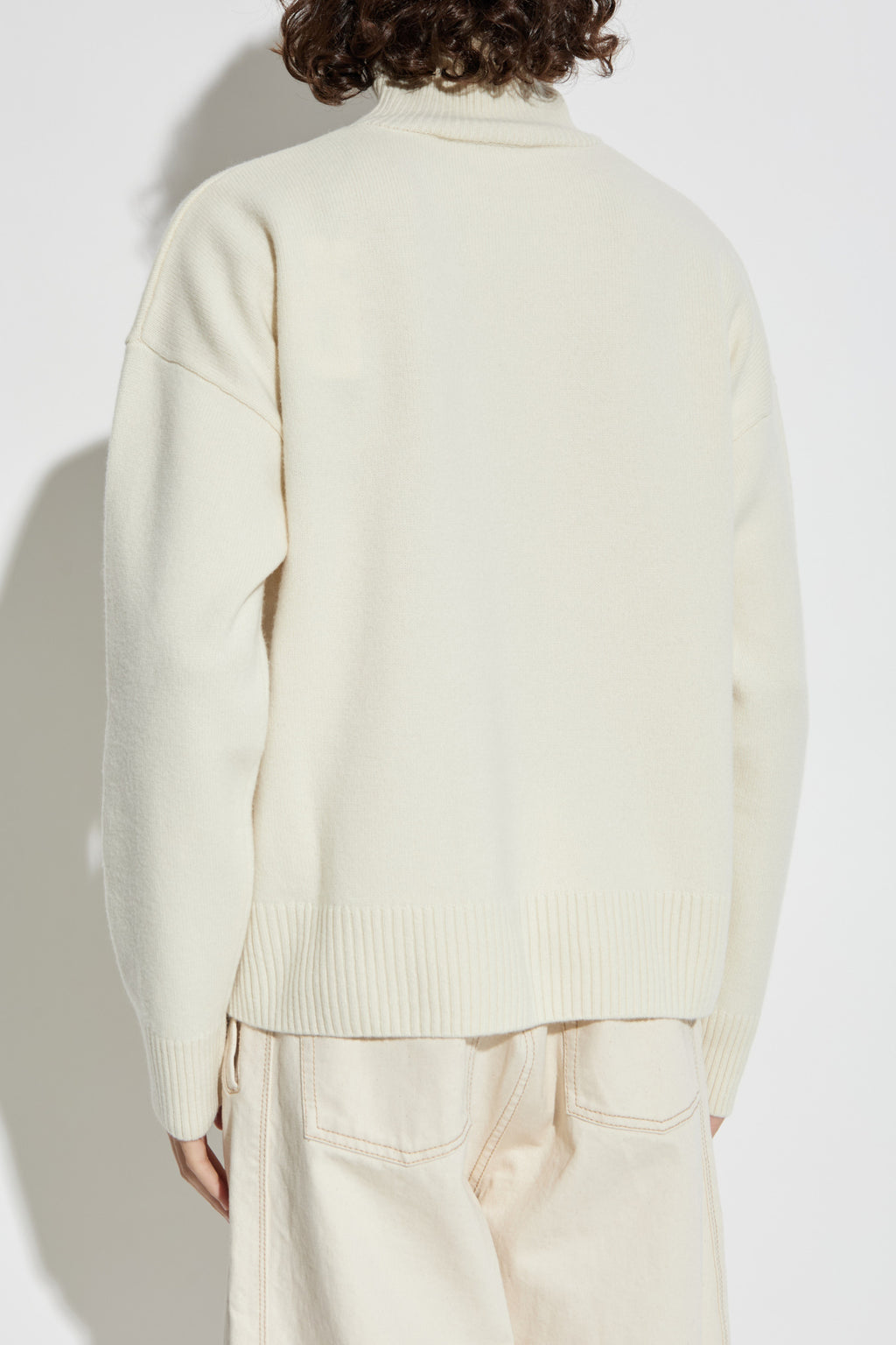 Ami Alexandre Mattiussi Cream Wool Turtleneck With Logo