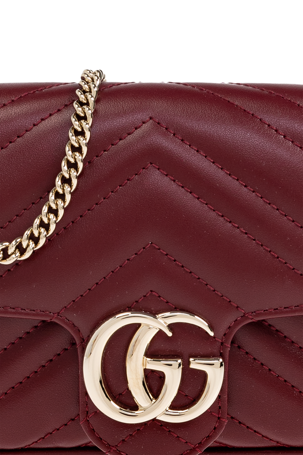 Gucci Burgundy Shoulder Bag GG Marmont Super Mini