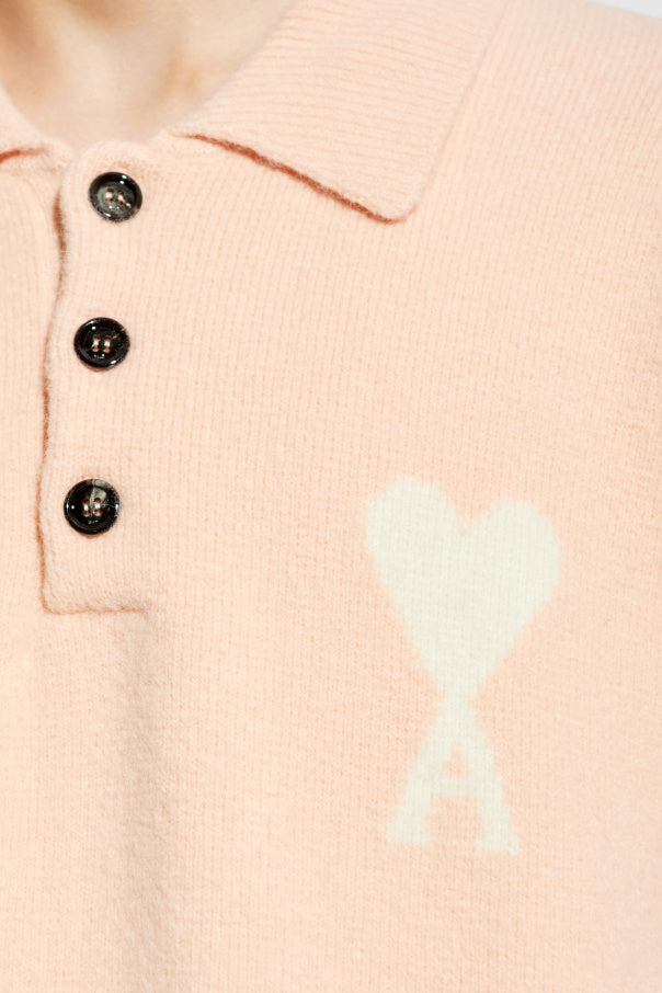 Ami Alexandre Mattiussi Pink Polo Sweater With Logo