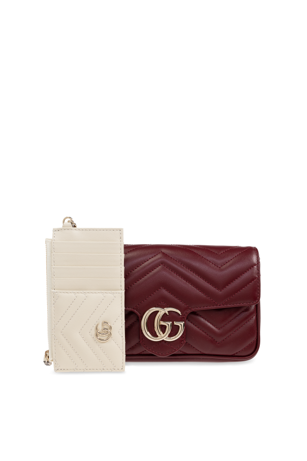 Gucci Burgundy Shoulder Bag GG Marmont Super Mini