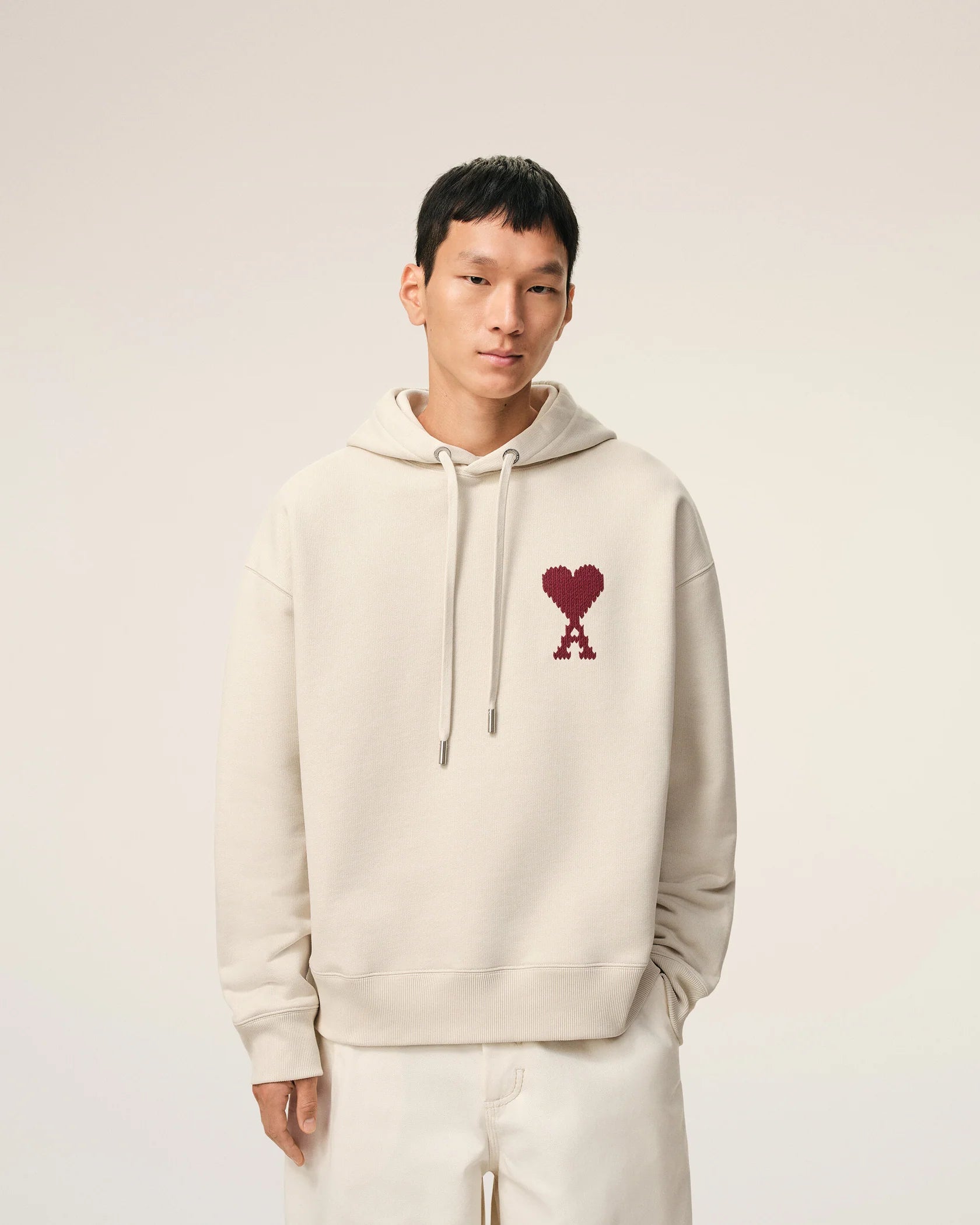 Ami Paris Худі бежевий Ami De Coeur USW779.747.A016
